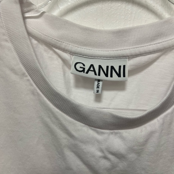 Ganni White Tee with Bunny and Green Logo - Picture 2 of 4